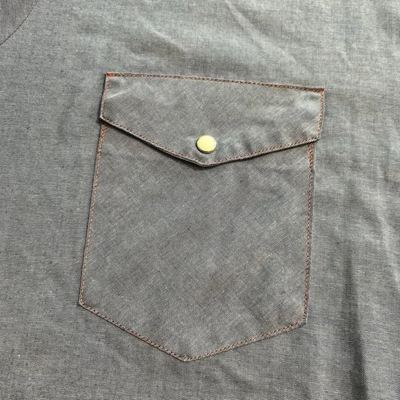 Vintage 90's Big Mac Blue Shirt Chambray Work Wear Pearl Snap Size 2XL Big USA - Picture 11 of 15